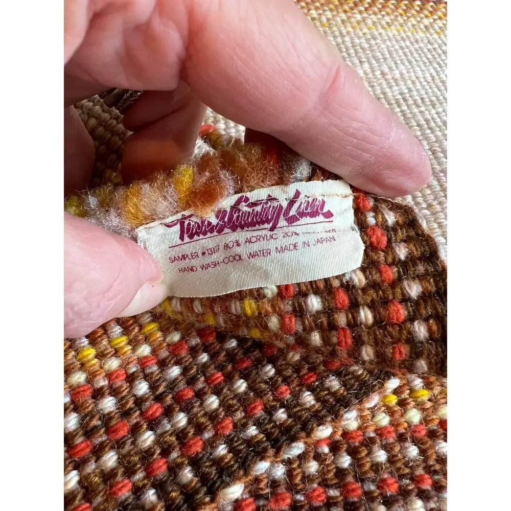 Vintage 70s Kitchen Bundle Placemats Crochet Pot Holder Brown Mustard